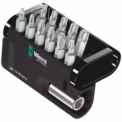 Wera Bit-Check 12, 12 pièce(s), Phillips, Cruciforme, Torx, PH 2, PZ 1, PZ 2, PZ 3, TX10, TX15, TX20, TX25, TX30, TX40, Acier ...