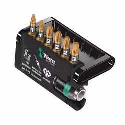 Wera Bit-Check 7 PZ Diamond 1, Ensemble de douilles, 1/4", Métrique, 6 tête(s), PZ1, PZ2, PZ3, 25 mm