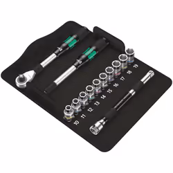 Wera 8006 SC 1, Ensemble de clés à douille, Noir, Chrome, Vert, CE, Manche de clé, 2 pièce(s), 1/2"