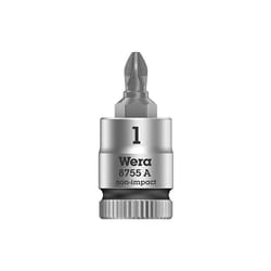 05003353001 8755 a douille-embout pozidriv zyklop à emmanchement 1/4'', pz 1 x 28 mm, noir - Wera