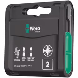 Wera 20 BTH PZ 2, 20 pièce(s), Cruciforme, PZ 2, Métal, Plastique, 20x PZ 2x25 mm, CE