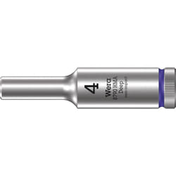 Douille Wera 1/4', 6 pans, long, sw 4,0 Longueur 50mm