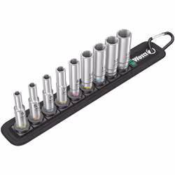 Wera 05004525001, Ensemble de douilles, 1/4", Métrique, 9 tête(s), 5,5.5,6,7,8,10,11,12,13 mm, 50 mm