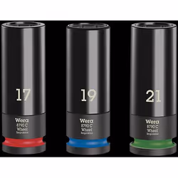 Wera 05004595001, Ensemble de douilles à choc, Noir, 3 tête(s), 1/2", Métrique, 17,19,21 mm