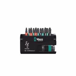 Wera Bit-Check 12 BiTorsion 1 SB, 11 pièce(s), Phillips, Cruciforme, Torx Plus, PH 1, PH 2, PZ 1, PZ 2, TX10, TX15, TX20, TX2 ...