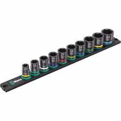 Wera 9607, Ensemble de douilles à choc, Multicolore, 10 tête(s), 3/8", Métrique, 10,13,15,16,17,18,19,21,22,24 mm
