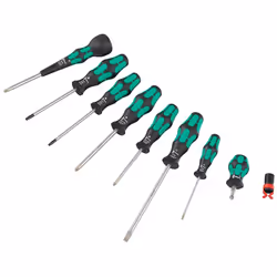 Set de 8 tournevis Ball-Grip WERA 9528 - Manche Kraftform Plus pour un travail agréable et ergonomique, bannissant ampoules e ...