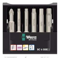 Wera 05073631001, 6 pièce(s), Phillips, Torx Plus, PH 1, TX15, TX20, TX25, 1x 5 x 50 mm 1x 6 x 50 mm, 94 g