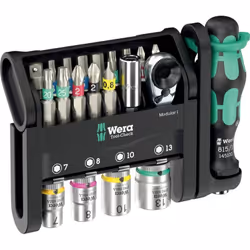description SET d'outils 21 pièces super-compact. 1 support à main Kraftform 815/1, adapté pour l'insertion d'embouts avec 6  ...
