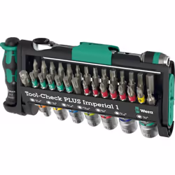 39 pièces. Jeu d'outils ultracompact pour l'utilisation manuelle et mécanique. Les éléments de verrouillage verts du Tool-Che ...