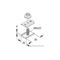 Niedax Connecteur Universel San M6 X 20 V Connecteur Pour Kabeltragsystem 4013339100996 Grv M6x20 V