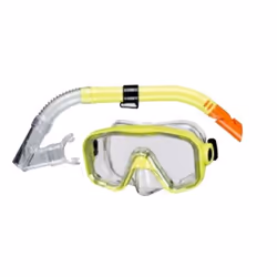 BECO-Beermann Set BAHIA, Enfant, Demi-masque, Plongée avec tuba, Polycarbonate, Transparent, Jaune, 12 an(s)