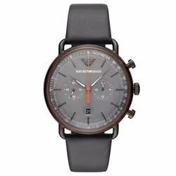 Montre - EMPORIO ARMANI - Modèle Rond - Cuir Noir - 43mm - Homme