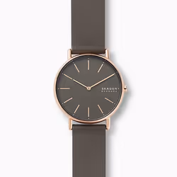 Skagen Signatur Charcoal Leather, Imperméable, Quartz