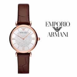Montre Emporio Armani Gianni T-bar Pour Femmes en Marron - AR11269