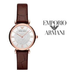Montre Emporio Armani Gianni T-bar Pour Femmes en Marron - AR11269