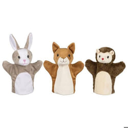 Goki Hand puppets, squirrel, rabbit and hedgehog