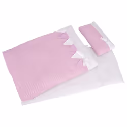 Goki Linge de lit pour poupées, rayé rose, Literie pour maison de poupée, 3 an(s)