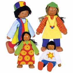 Goki Poupées flexibles Famille africaine, Poupée mannequin, Mâle et femelle (kit), 3 an(s), 110 mm, 130 g, Multicolore