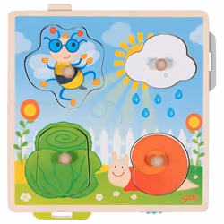 Goki Puzzles avec images cachées - Dans le jardin, 4 pièce(s), Animaux, 1 an(s)