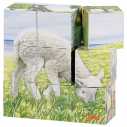 Goki Puzzle de cubes, animaux de la ferme, 9 pièce(s), Ferme, 3 an(s)