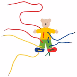 Goki Threading bear with clothes, 4 an(s), Bois, Multicolore