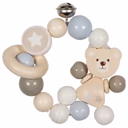 Goki Hochet élastique ourson, Métal, Bois, Bleu, Gris, Blanc, Bois