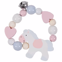 Goki Hochet flexible cheval, Bois, Bleu, Rose, Blanc