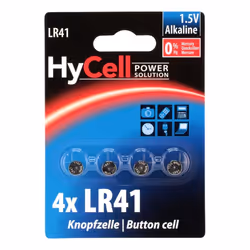 HyCell 1516-0025, Batterie à usage unique, LR41, Alcaline, 1,5 V, 4 pièce(s), Argent