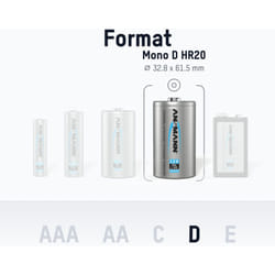 Ansmann - Piles rechargeables Mono d Type 10000 1,2 v NimH (lot de 4)
