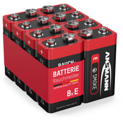 ANSMANN Piles alcalines 6LR61 9V pour détecteur de fumée (lot de 8)