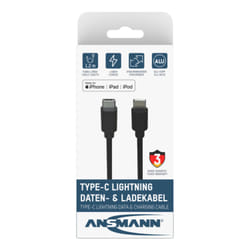 Ansmann 1700-0106 câble de téléphone portable Noir 0,12 m USB C Lightning