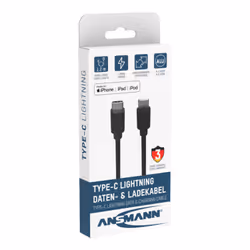 Ansmann 1700-0106 câble de téléphone portable Noir 0,12 m USB C Lightning
