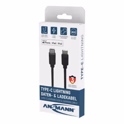 Ansmann 1700-0106 câble de téléphone portable Noir 0,12 m USB C Lightning
