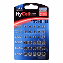 HyCell 5015473, Batterie à usage unique, LR60, LR66, LR41, LR43, LR44, LR54, Alcaline, 1,5 V, 30 pièce(s), Argent