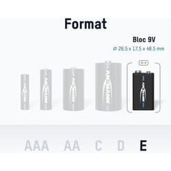 Ansmann - Piles 6F22 9V 280 mAh NiMH rechargeables (Lot de 2)