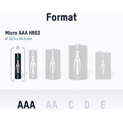 ANSMANN Piles rechargeables Micro AAA 1050 mAh NiMH 1,2 V (lot de 4)