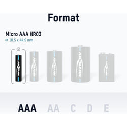Piles rechargeables Micro aaa 1050 mAh NiMH 1,2 v (lot de 8) - Ansmann