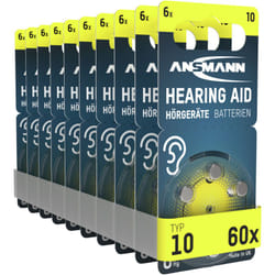 Piles auditives type 10 (lot de 60) – Jaune - Ansmann