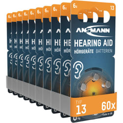 Piles auditives type 13 (lot de 60) – Orange - Ansmann