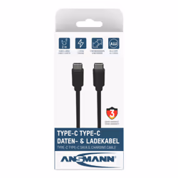 Ansmann 1700-0122, 2 m, USB C, USB C, 5000 Mbit/s, Noir