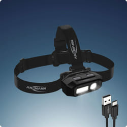 Lampe frontale professionnelle Ansmann avec mode capteur, rechargeable