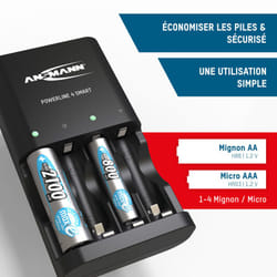 Ansmann - Chargeur pour piles Powerline 4 Smart (1 pce) + 4 piles HR03 1100mAh