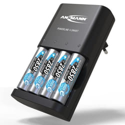Chargeur pour piles - ANSMANN - Powerline 4 Smart - Écran LED - Mode de réparation - Noir