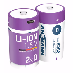 Ansmann 1314-0005, Batterie rechargeable, D, Lithium-Ion (Li-Ion), 1,5 V, 2 pièce(s), 6000 mAh