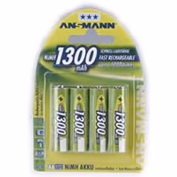 Ansmann Accu, AA, 1300 mAh, AA / HR6, Hybrides nickel-métal (NiMH), 1,2 V, 1300 mAh, Argent
