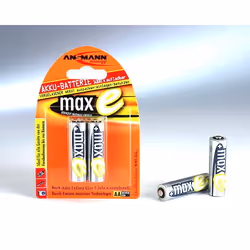 Ansmann Blister 2 X MAX-E Accu, AA, 2100mAh, AA / HR6, Hybrides nickel-métal (NiMH), 1,2 V, 2100 mAh, Argent