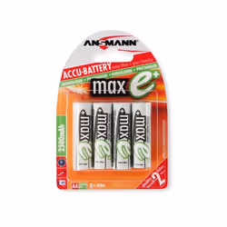 Ansmann 2500mAh AA maxE plus, AA, Hybrides nickel-métal (NiMH), 1,2 V, 2500 mAh, 14,5 x 14,5 x 50,5 mm
