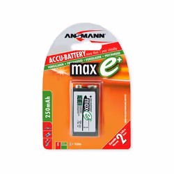 Ansmann 2500mAh AA maxE plus, E-Block, Hybrides nickel-métal (NiMH), 8,4 V, 2500 mAh, 26,5 x 17,5 x 48,5 mm