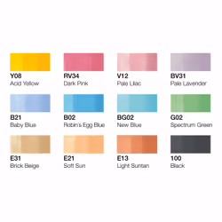 Copic Classic Pastel Colours marqueur 12 pièce(s) Pointe fine/biseautée Multicolore